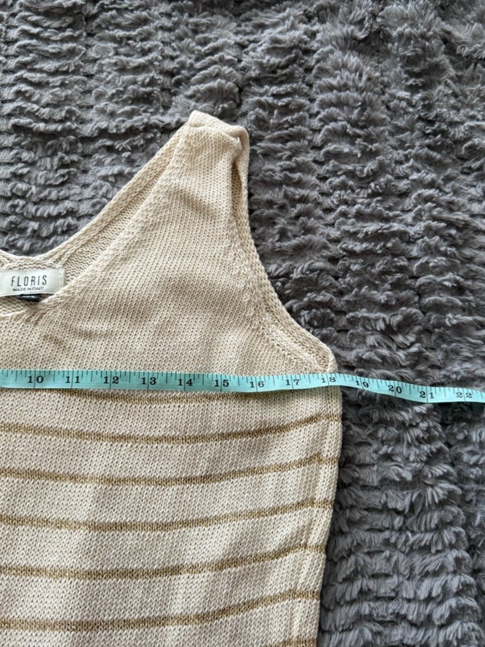 Floris Knit Sleeveless Sweater Dress Cover Up Cream Gold Coastal Beach M/L - Picture 8 of 9